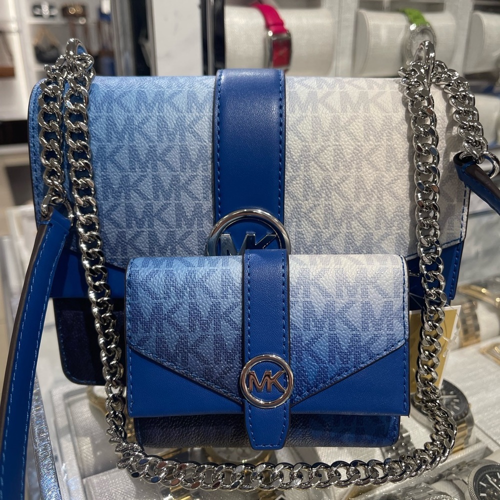 Michael Kors Greenwich Sm Color-Block Logo Flap Crossbody & Md Tri-Fold Wallet - Picture 16 of 16
